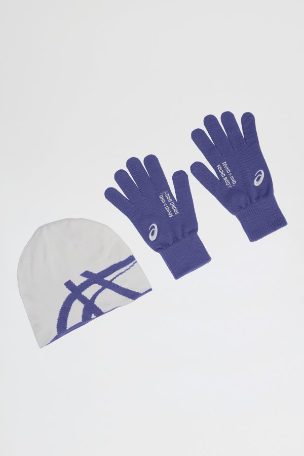 Slide View: 2: ASICS Running Knit Beanie + Glove Set