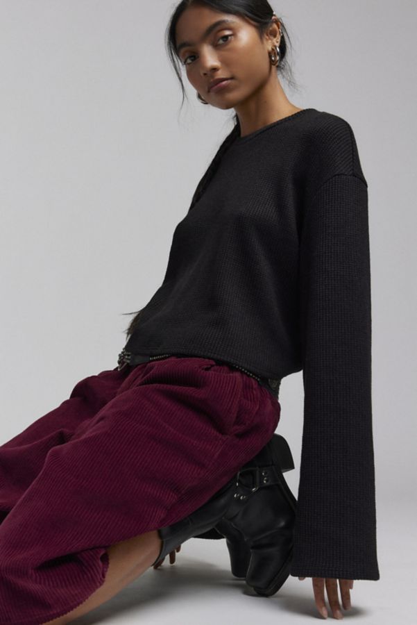 Slide View: 1: Urban Renewal Remnants Waffle Knit Drippy Sleeve Sweater