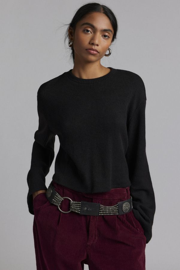 Slide View: 3: Urban Renewal Remnants Waffle Knit Drippy Sleeve Sweater