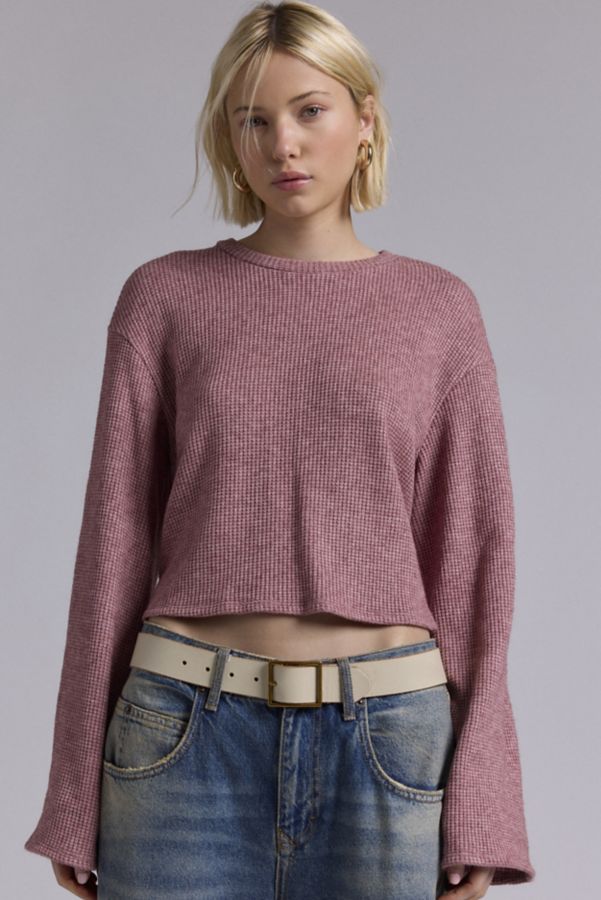 Slide View: 1: Urban Renewal Remnants Waffle Knit Drippy Sleeve Sweater