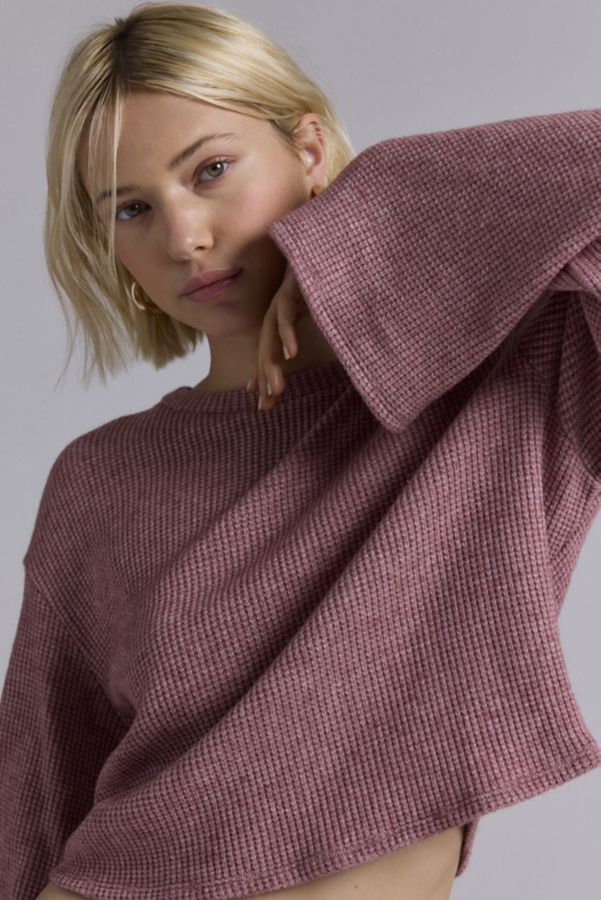 Slide View: 4: Urban Renewal Remnants Waffle Knit Drippy Sleeve Sweater