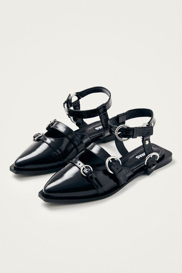 Slide View: 2: ALOHAS Thalara Onix Leather Buckle Ballet Flat