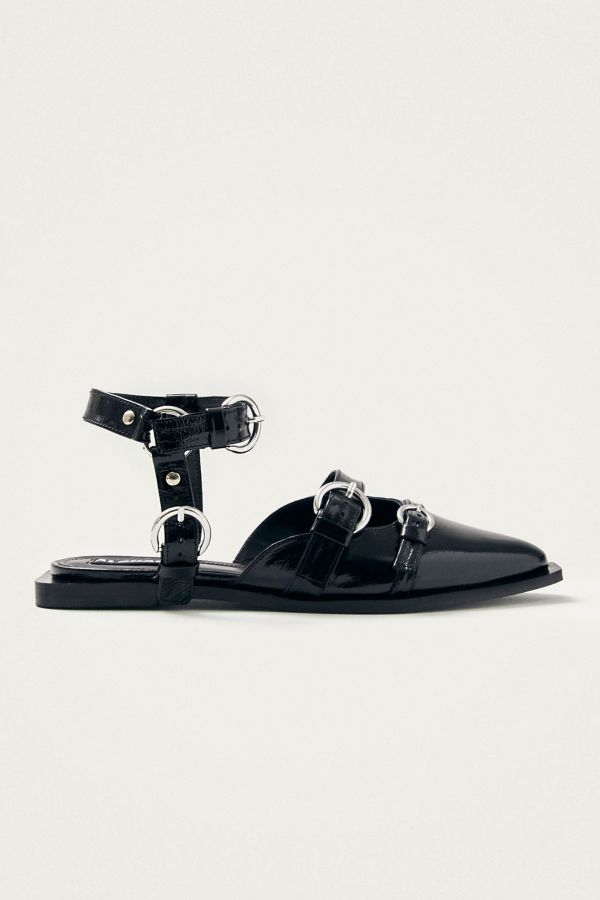 Slide View: 1: ALOHAS Thalara Onix Leather Buckle Ballet Flat