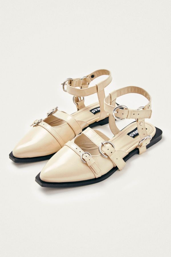 Slide View: 2: ALOHAS Thalara Onix Leather Buckle Ballet Flat