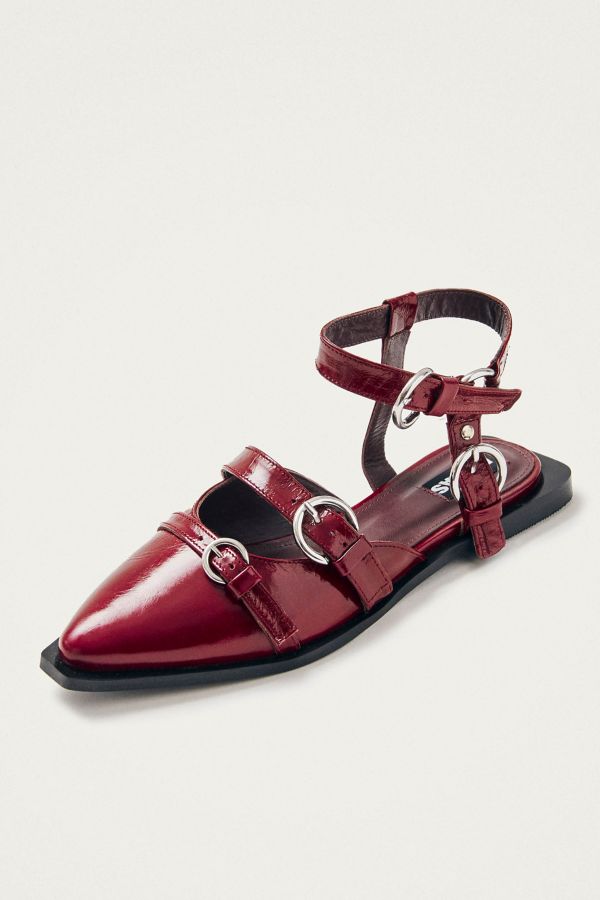 Slide View: 2: ALOHAS Thalara Onix Leather Buckle Ballet Flat