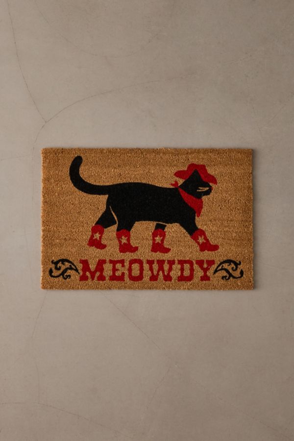 Slide View: 1: Meowdy Western Cat Textural Coir Doormat