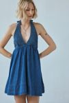 Thumbnail View 4: BDG Iris Smocked Plunging V-Neckline Halter Mini Dress