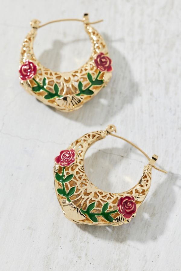 Slide View: 3: Belladonna Statement Rose Hoop Earring