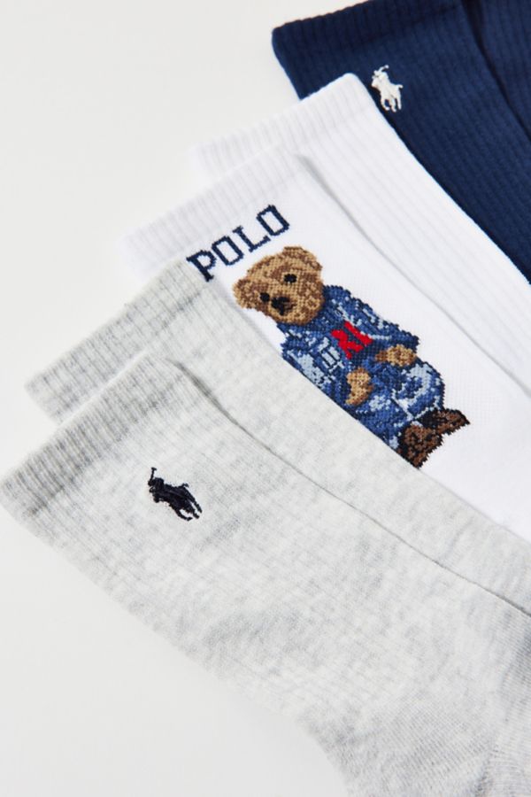 Slide View: 2: Polo Ralph Lauren Americana Sport Bear Crew Sock 3-Pack