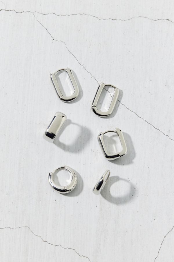 Slide View: 3: Chunky Square Mini Hoop Earring Set