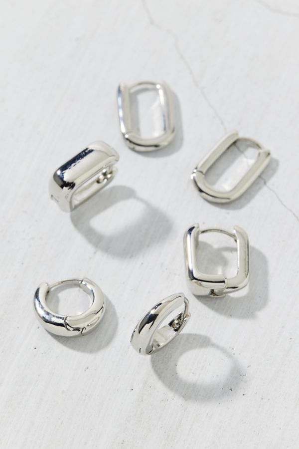 Slide View: 4: Chunky Square Mini Hoop Earring Set