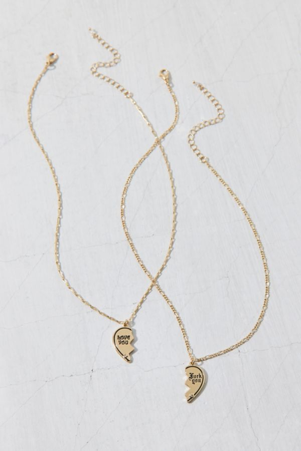 Slide View: 2: Love U / F U BFF Necklace Set