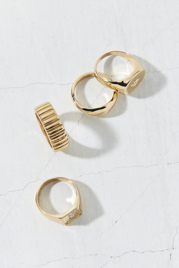 Slide View: 3: Forget Me Not 4-Piece Signet Ring Set