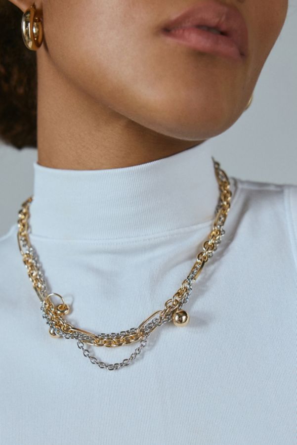 Slide View: 1: Mixed Metal Twisted Chains Necklace