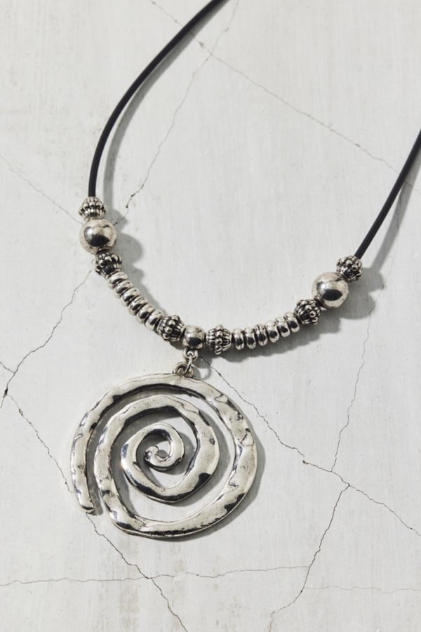 Slide View: 3: Statement Swirl Pendant Cord Necklace