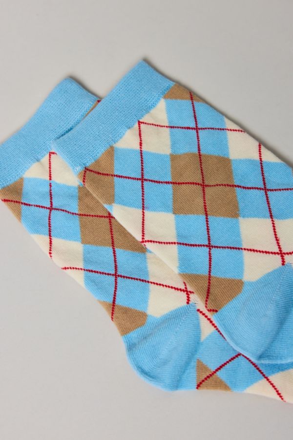 Slide View: 3: Lightweight Argyle Printed Crew Sock