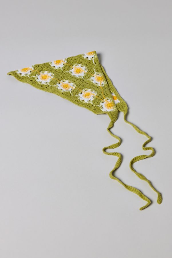 Slide View: 2: Daisy Tie Crochet Headscarf