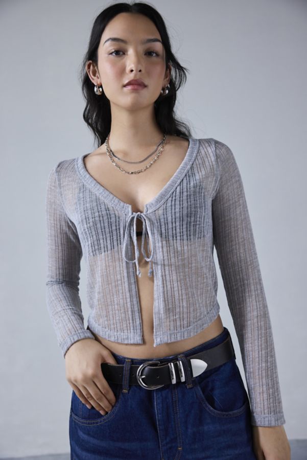 Slide View: 1: Urban Renewal Remnants Tie-Front Long Sleeve Top