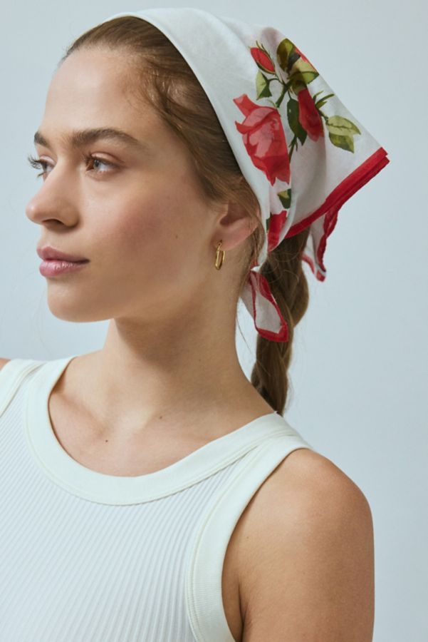 Slide View: 1: Bandana en Coton Imprimé Rose