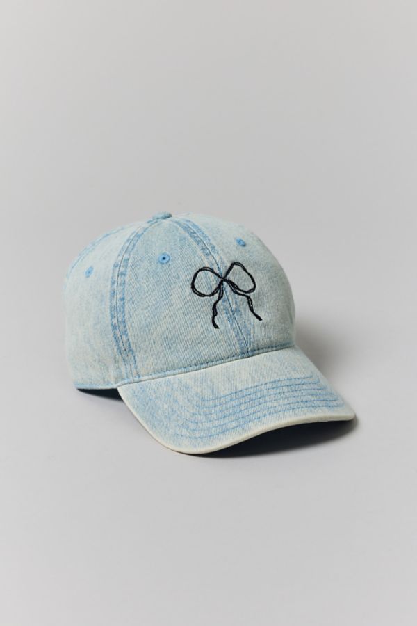 Slide View: 2: Embroidered Bow Denim Baseball Hat