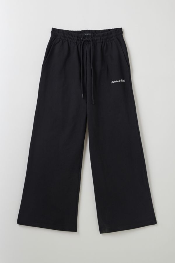 Slide View: 2: Standard Cloth Relaxed Fit Open Hem Wide Leg Sweatpant