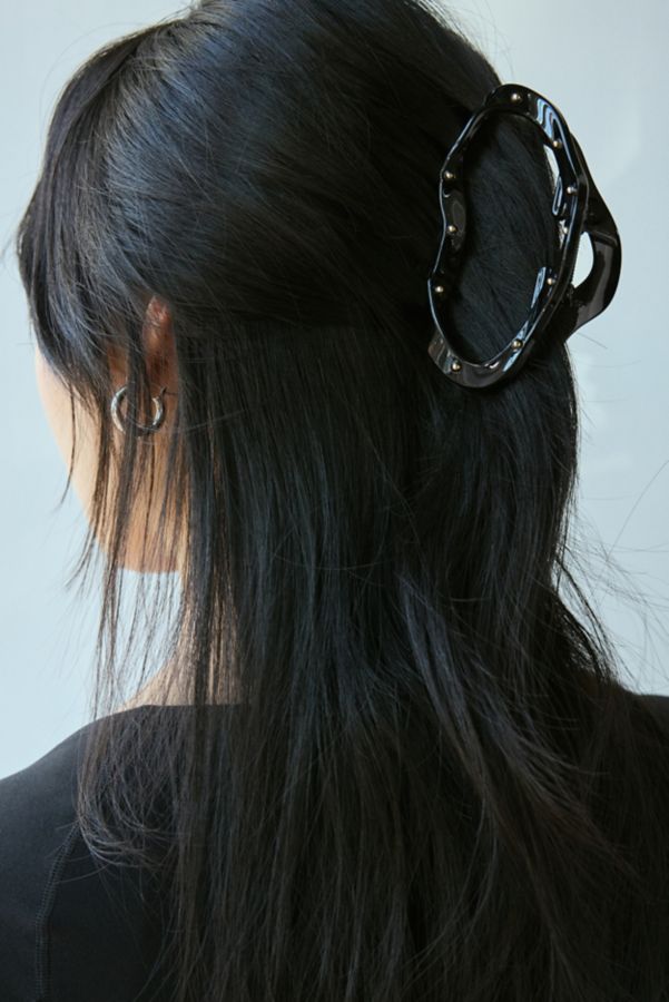 Slide View: 1: Metal Studded Cloud Resin Claw Clip