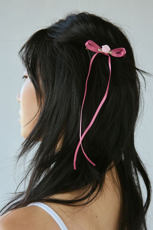 Slide View: 1: Rosette Satin Ribbon Bow Hair Clip Set