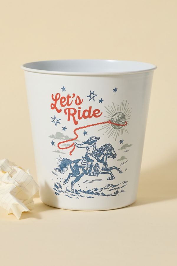 Slide View: 1: Let’s Ride Western Metal Trash Bin