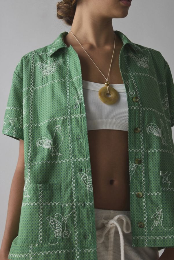 Slide View: 2: BDG Nash Embroidered Souvenir Short Sleeve Button-Down Shirt