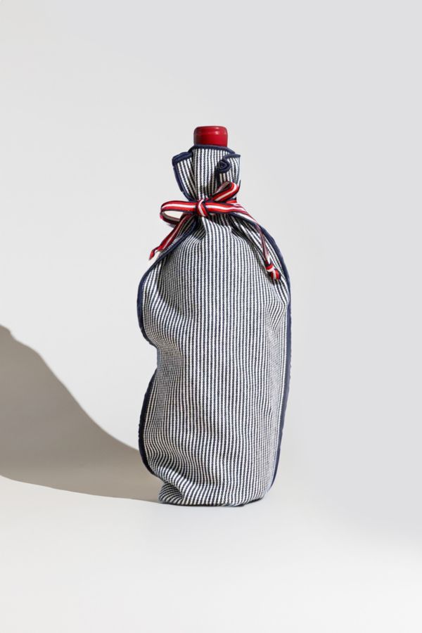 Slide View: 2: ATELIER SAUCIER Indigo Stripe Bottle Bag