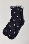 Thumbnail View 2: Heart Allover Print Lettuce Edge Crew Sock