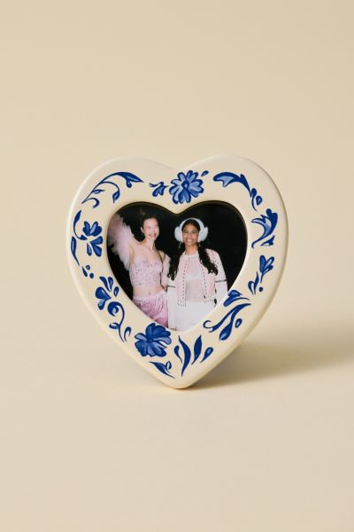 Country Heart Shape Ceramic 4x4 Picture Frame