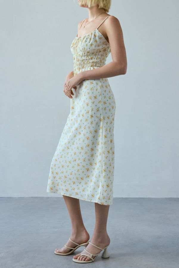 Slide View: 3: Kiss The Sky Mimosa Floral Shirred Midi Dress