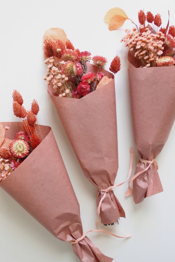 Slide View: 1: Roxanne’s Dried Flowers Pink & Rust Bouquet