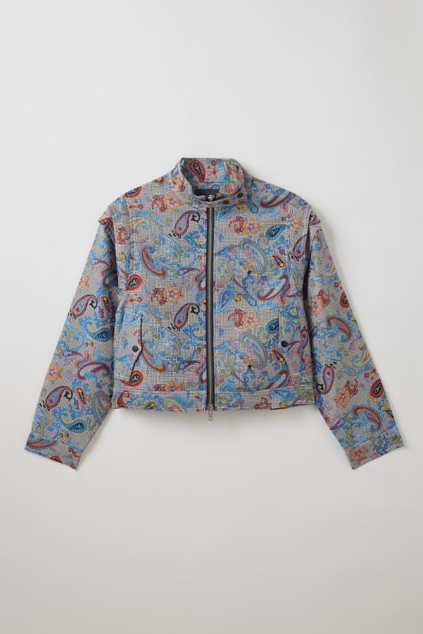 Slide View: 2: FRIED RICE Paisley Jacquard Zip-Off Sleeve Jacket