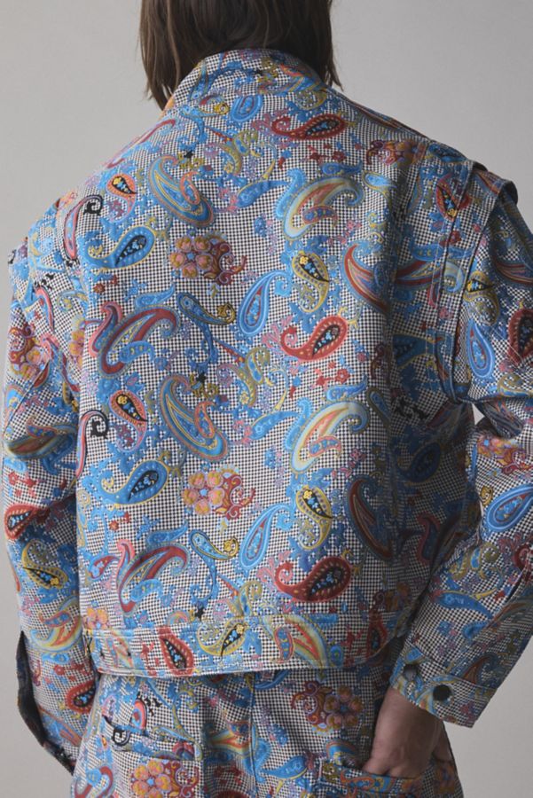 Slide View: 3: FRIED RICE Paisley Jacquard Zip-Off Sleeve Jacket