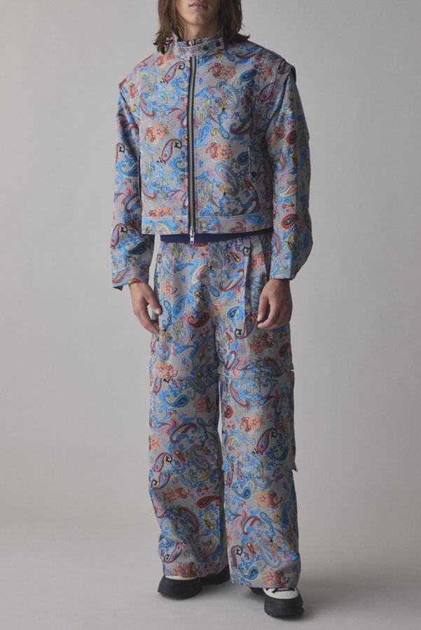 Slide View: 4: FRIED RICE Paisley Jacquard Zip-Off Sleeve Jacket