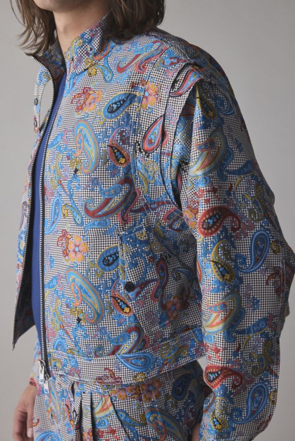 Slide View: 5: FRIED RICE Paisley Jacquard Zip-Off Sleeve Jacket