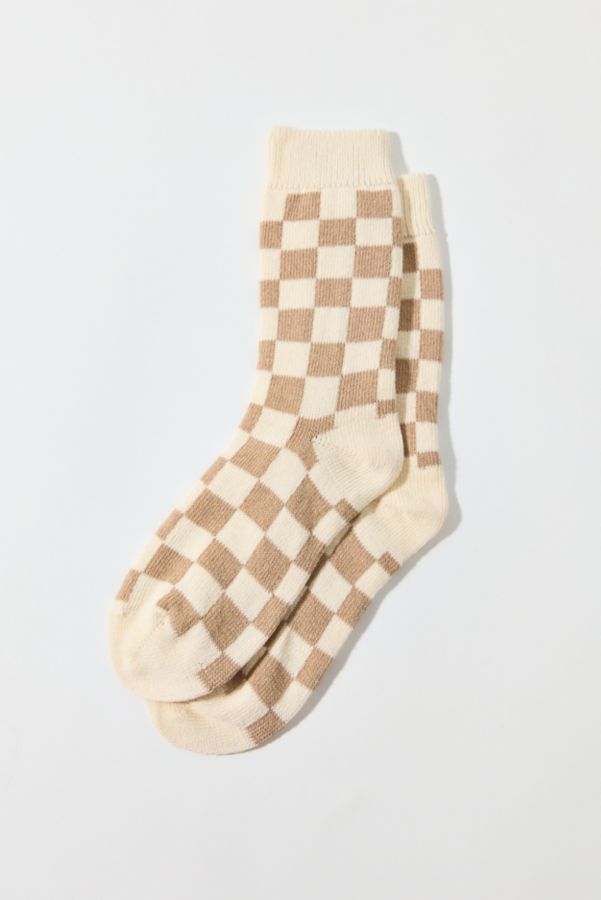 Slide View: 2: Checkerboard Print Crew Sock