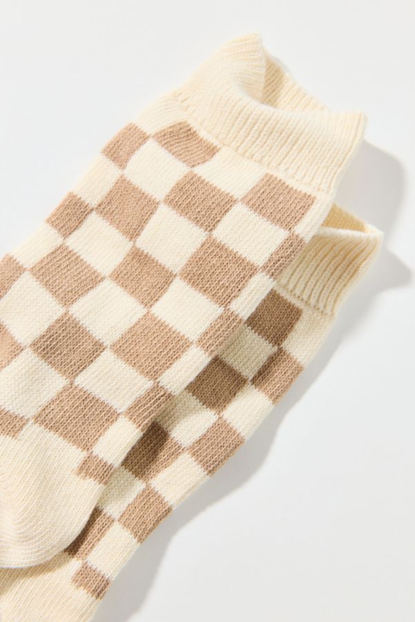 Slide View: 3: Checkerboard Print Crew Sock