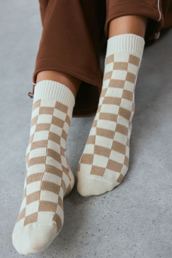 Slide View: 1: Checkerboard Print Crew Sock