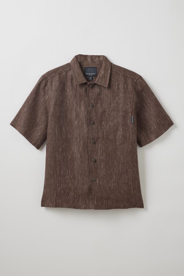 Slide View: 2: FRIED RICE Textured Linen Short Sleeve Shirt