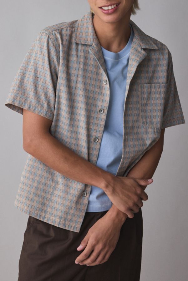 Slide View: 1: FRIED RICE Grid Pattern Short Sleeve Shirt