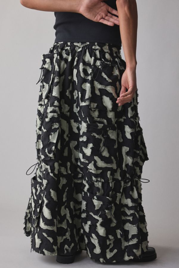 Slide View: 3: FRIED RICE Abstract Pattern Utility Maxi Skirt