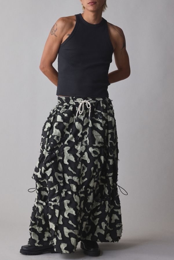 Slide View: 4: FRIED RICE Abstract Pattern Utility Maxi Skirt