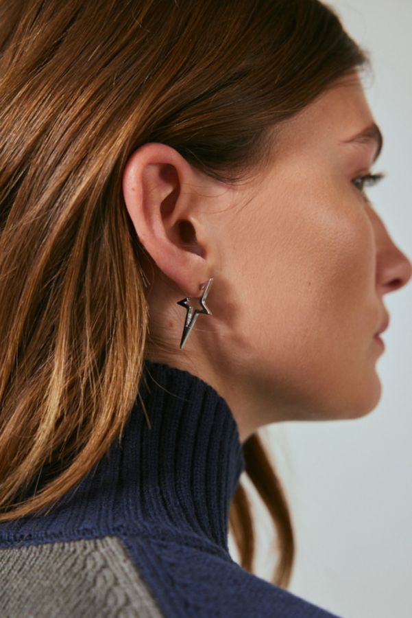 Slide View: 1: Irregular Star Metal Hoop Earring