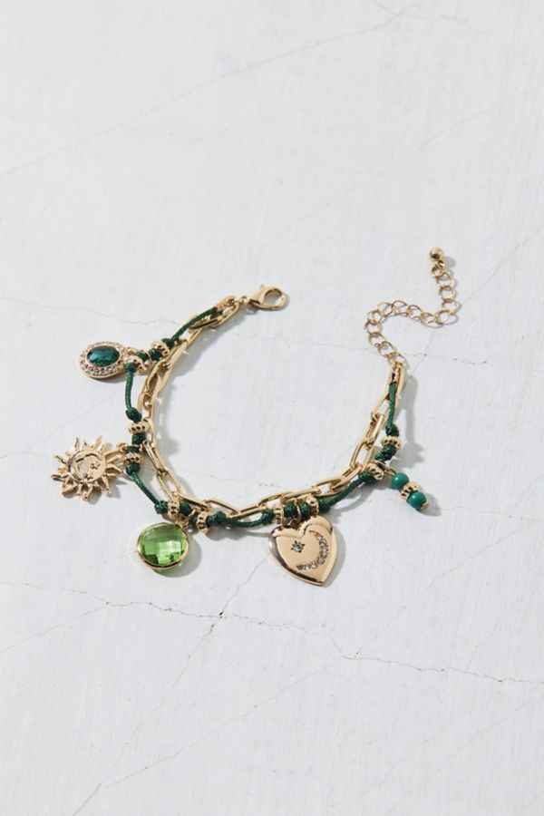 Slide View: 2: Chiara Chain & Cord Gem Charm Bracelet