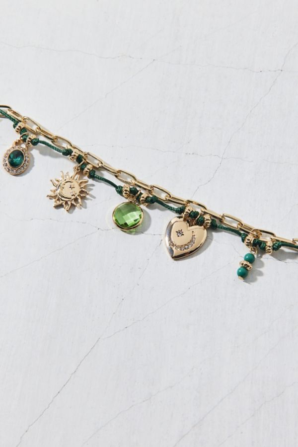 Slide View: 3: Chiara Chain & Cord Gem Charm Bracelet