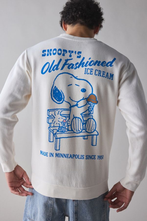 Slide View: 1: Peanuts Snoopy's Old Fashioned Ice Cream Graphic Crew Neck Sweatshirt