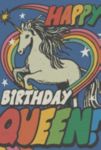 Thumbnail View 2: Red Cap Unicorn Queen Birthday Greeting Card